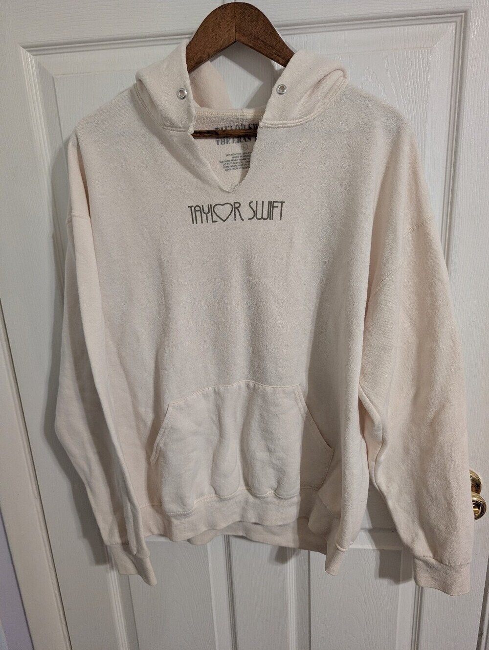 Taylor Swift Eras Tour Hoodie Womens Ivory Sweatshirt Pullover Size Large